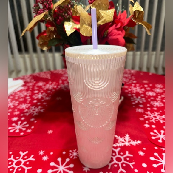 NWT | Starbucks siren shell | Pearl White/purple straw | 24oz - Picture 1 of 3